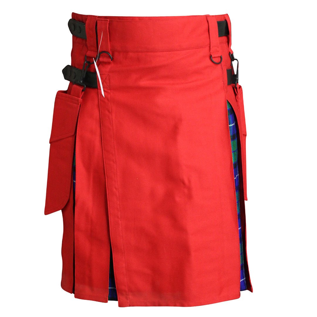 Hybrid Kilt in Red Tartan - Traditional Scottish Style for Men | Perfect for Highland Games, Weddings & Cosplay