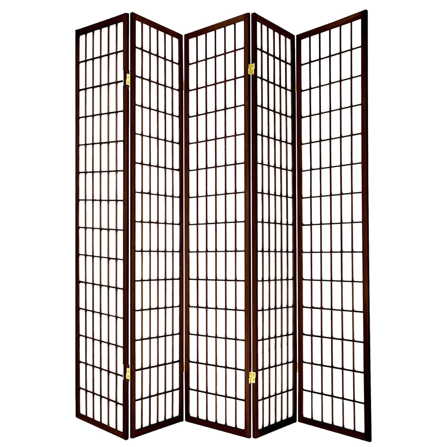 Legacy Decor 5-Panel Folding Room Divider Screen - 6ft Tall Portable Shoji Style Privacy Partition - Freestanding Dressing Screen for Bedroom, Office & Studio - Espresso Finish - Perfect for Home Decor, Room Separation & Event Displays