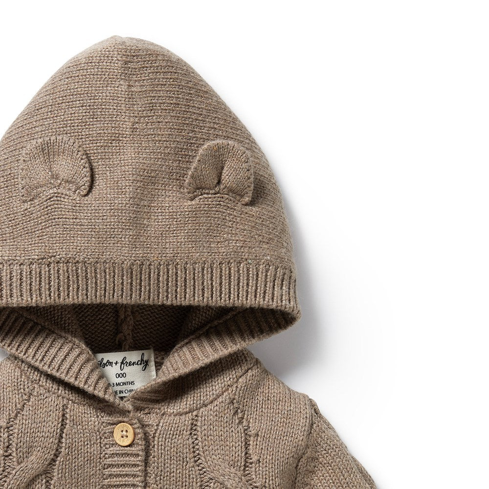 Cozy Women's Walnut Knitted Cable Jacket - Soft Chunky Sweater for Fall & Winter - Perfect for Casual Outfits, Coffee Dates, and Weekend Getaways