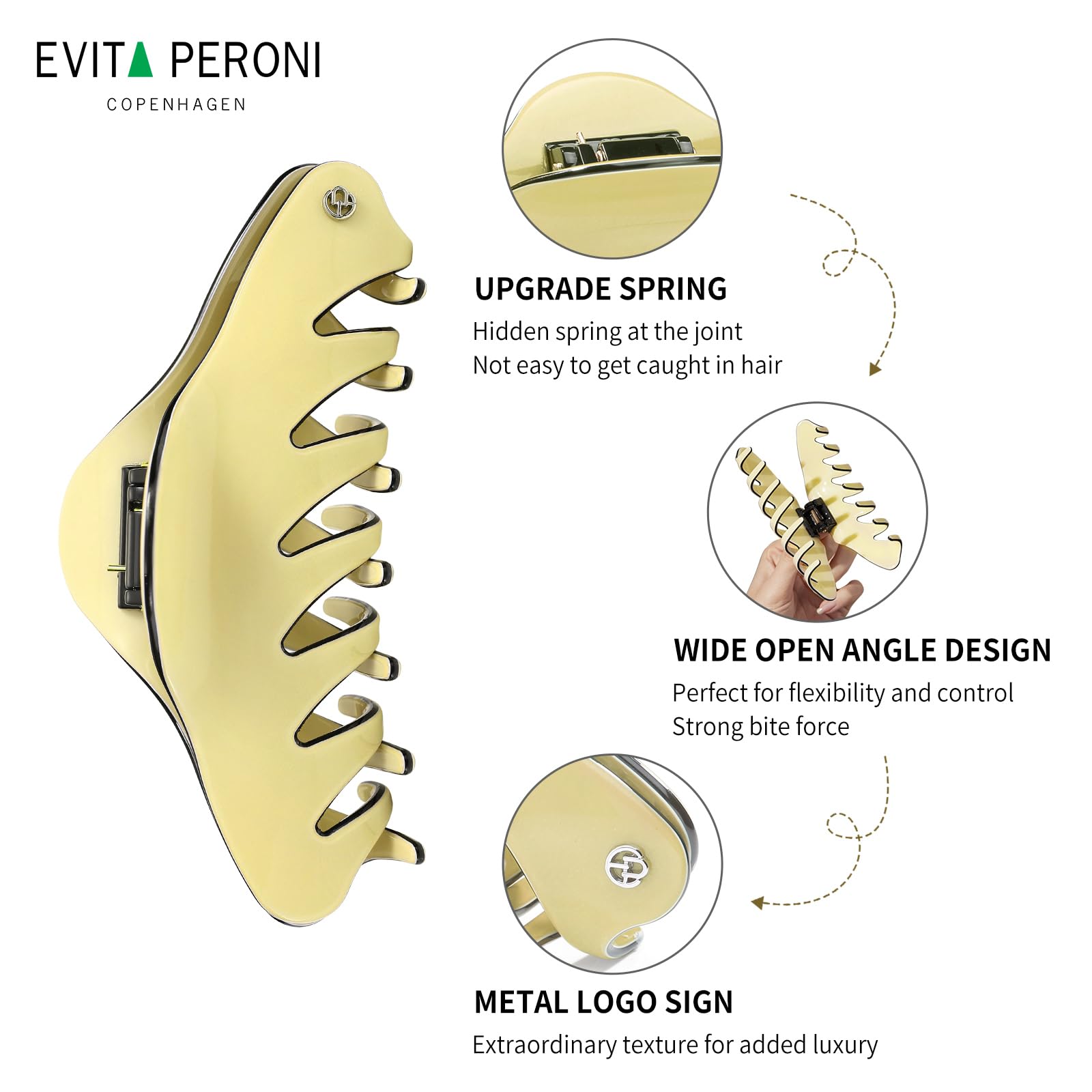 EVITA PERONI Large Hair Claw Clips for Women - 4.7 Inch Strong Hold Hair Clips for Thick & Curly Hair - Durable Jaw Clips Hair Accessories for Ponytail, Bun & Updo Hairstyles
