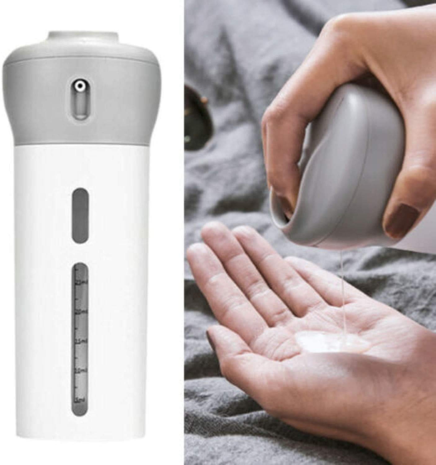 Kalitus 4-in-1 Travel Dispenser Set - Refillable Shampoo, Shower Gel, Hand Sanitizer & Lotion Bottles - Leak-Proof Plastic Containers for Toiletries | Perfect for Camping, Gym & Air Travel