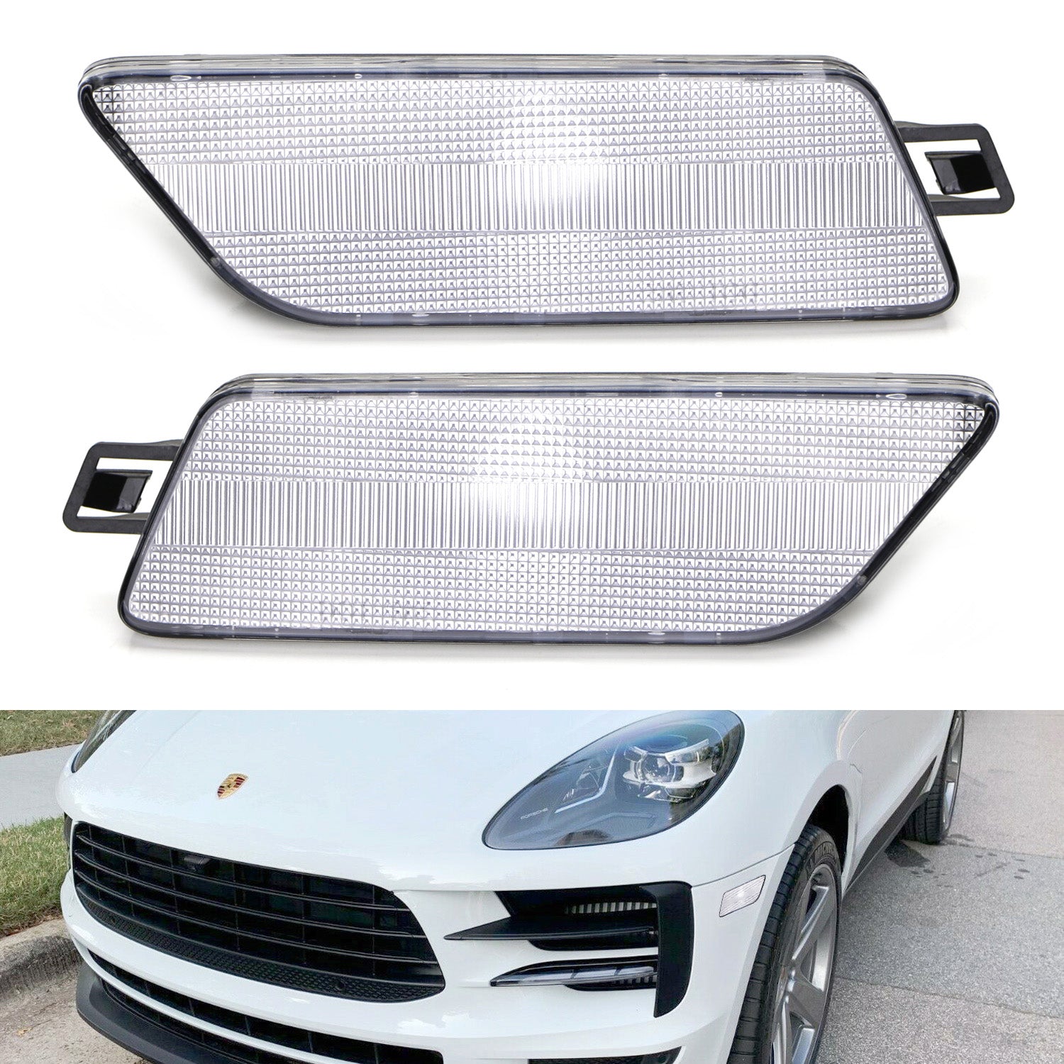 Replacement Clear Lens Bumper Side Marker Light for 2014-2024 Porsche Macan - Perfect for Night Driving & Car Customization