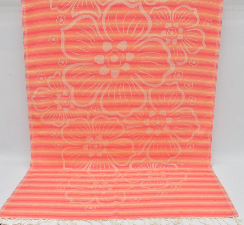 Premium Coral Hibiscus Flowers 100% Cotton Bath Towel Set - Soft & Absorbent for Beach, Pool, Spa & Home Decor