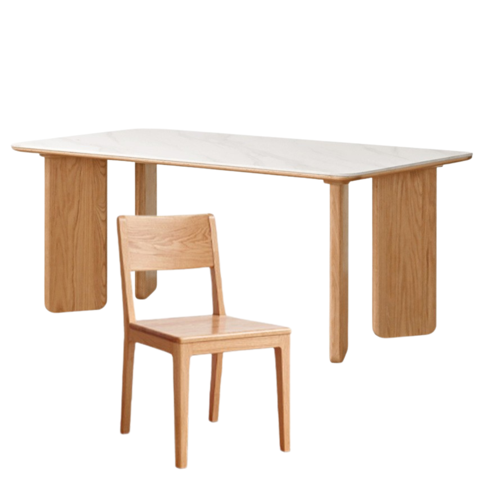 Solid Oak Wood Modern Dining Table - Rock Design for Kitchen, Dining Room & Home Decor | Durable & Stylish Furniture for Family Gatherings