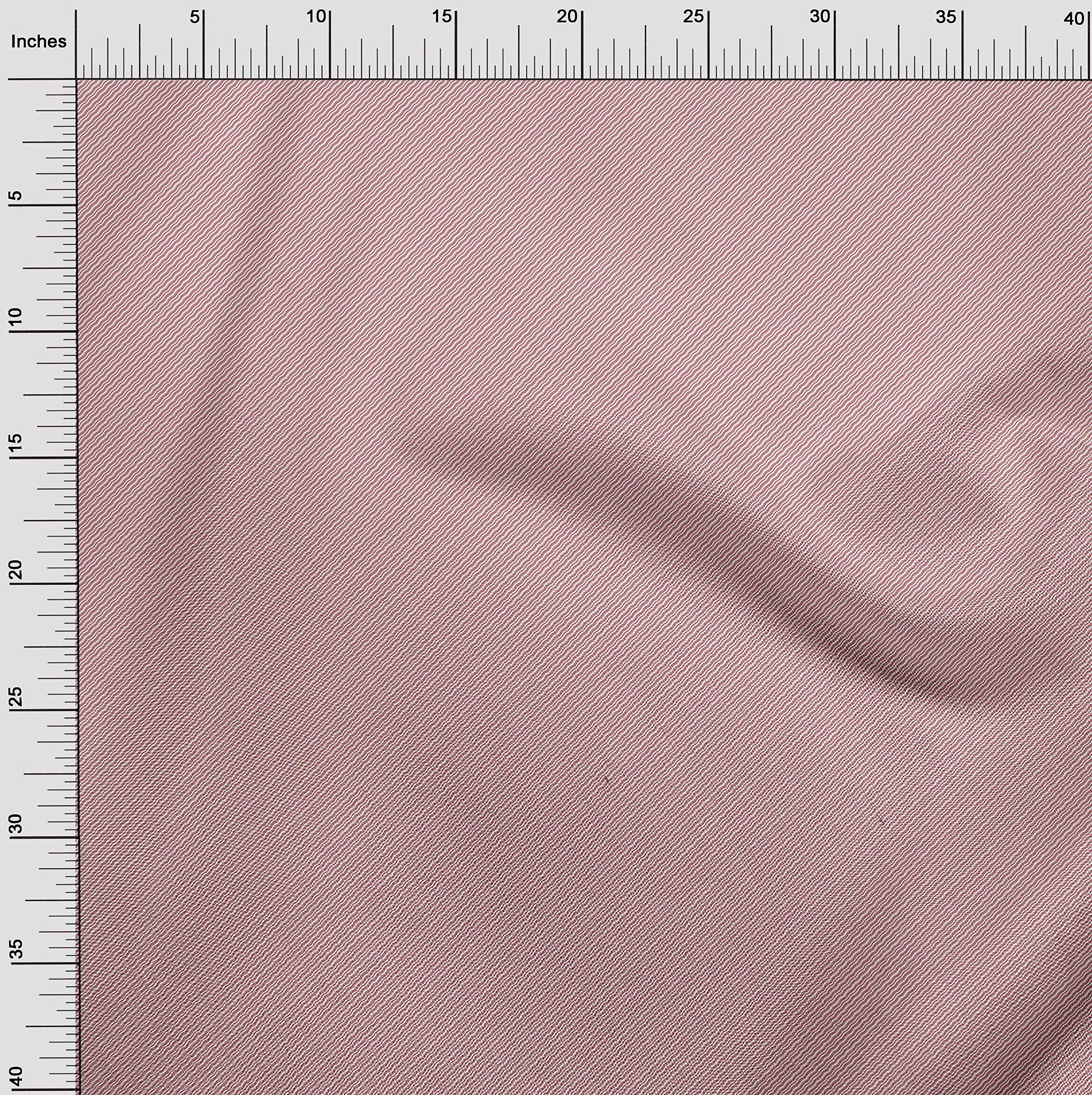 Premium Stretch Polyester Spandex Fabric - Dark Rose Brown Diagonal Print Dress Material (56