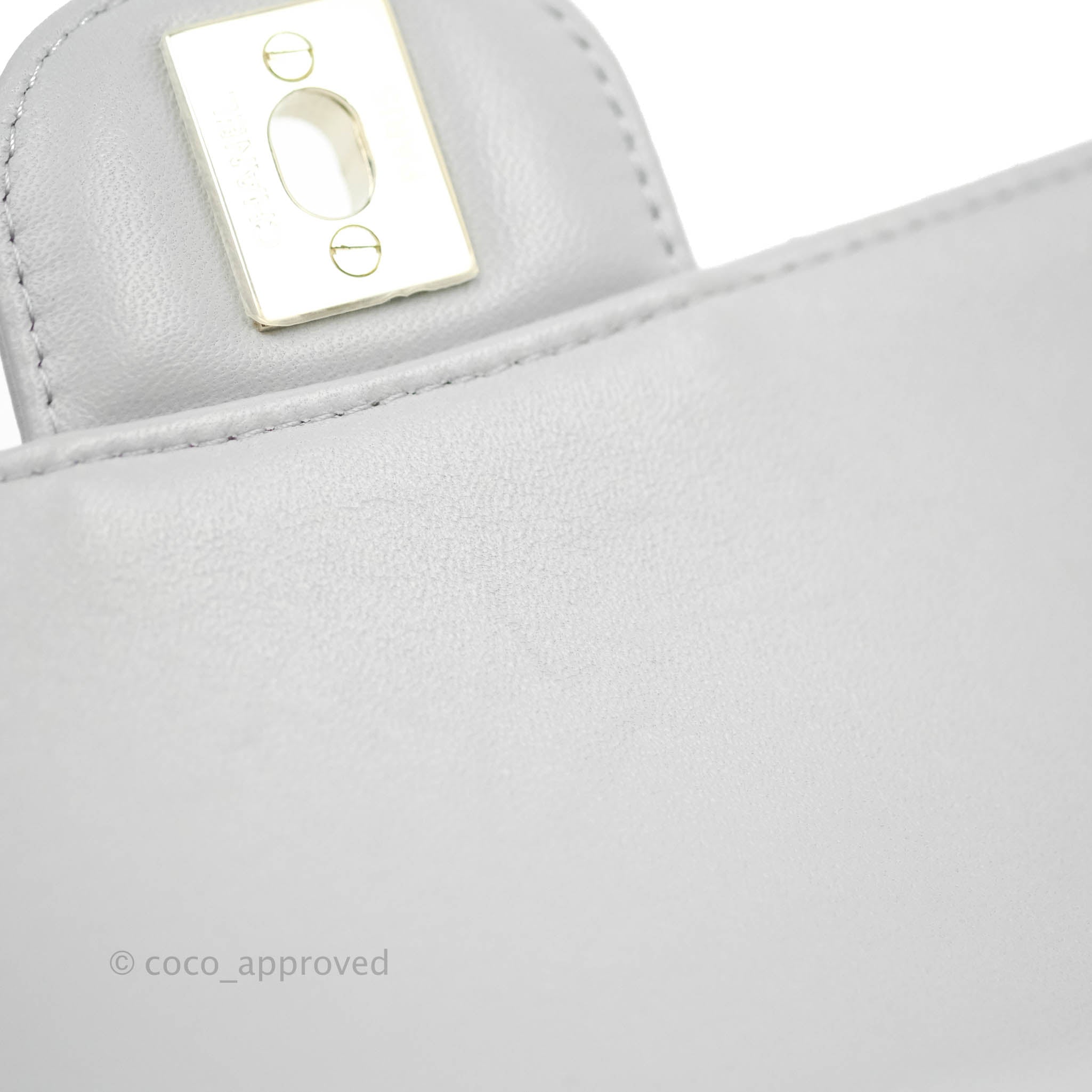 Chanel Chevron Mini Rectangular Flap Bag in Grey Lambskin Leather with Gold Hardware - 20S Collection | Luxury Crossbody Purse for Women, Perfect for Parties & Evening Events
