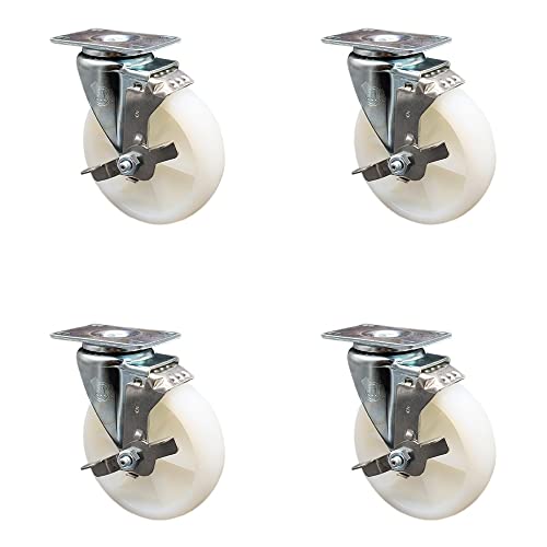 4 Swivel - Top Lock Brakes - White