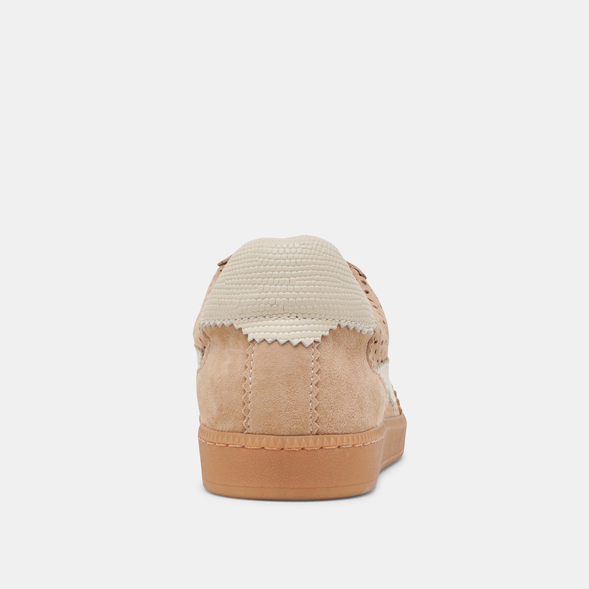 Notice Perforated Eyelet Sneakers in Camel Suede - Comfortable Casual Shoes for Women, Perfect for Walking, Work & Everyday Wear