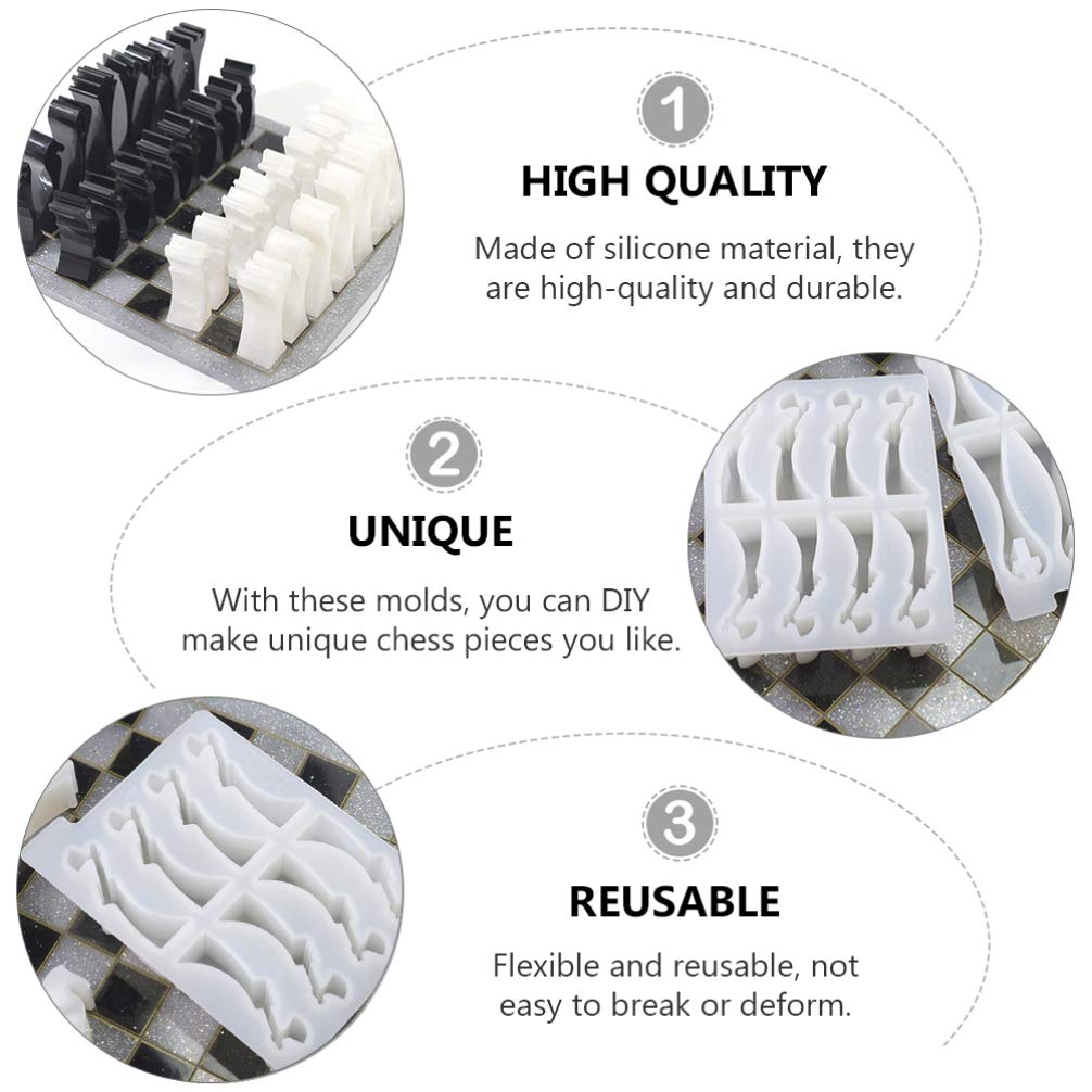 2pcs Silicone Chess Mold Set for Epoxy Resin DIY Craft - Chess Piece Casting Molds with Tray for Resin Art, Jewelry Making & Home Decor Gifts