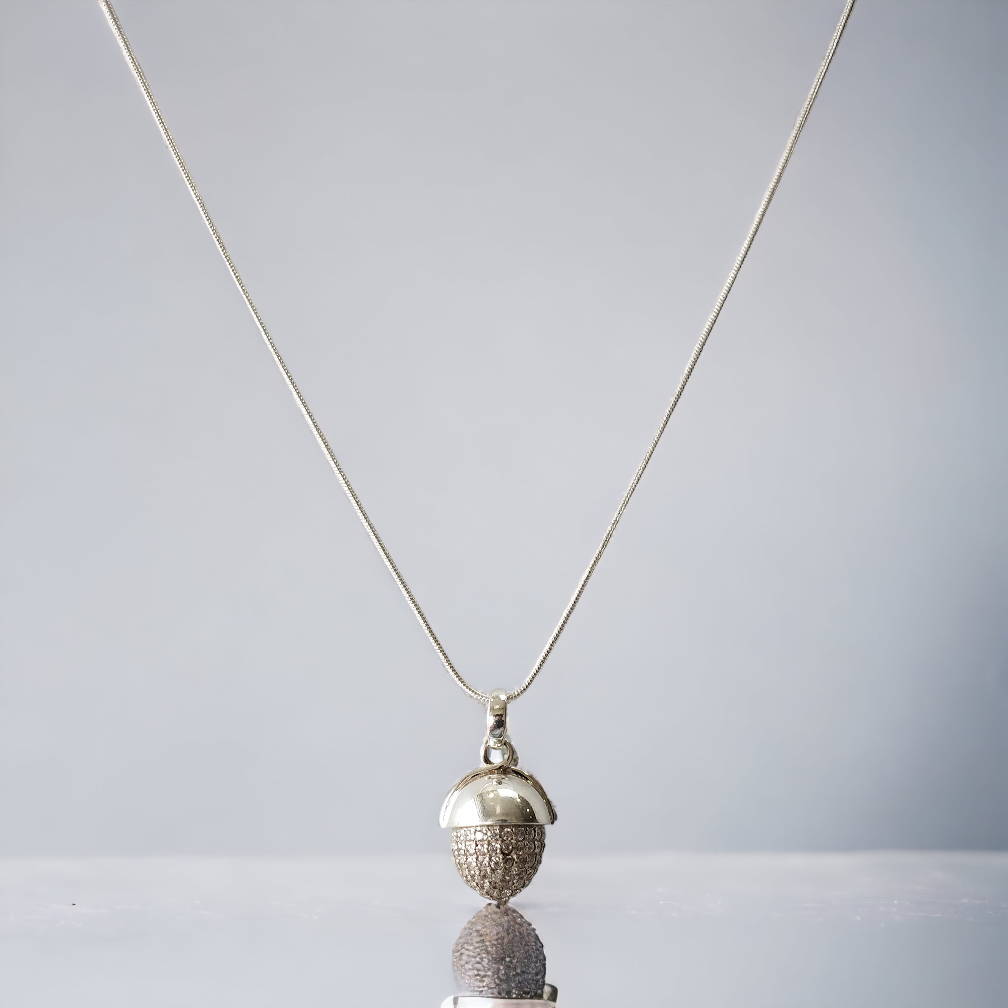 Cubic Zirconia & 925 Sterling Silver Necklace - 8.52g Medium Bullet Pendant with 18.5