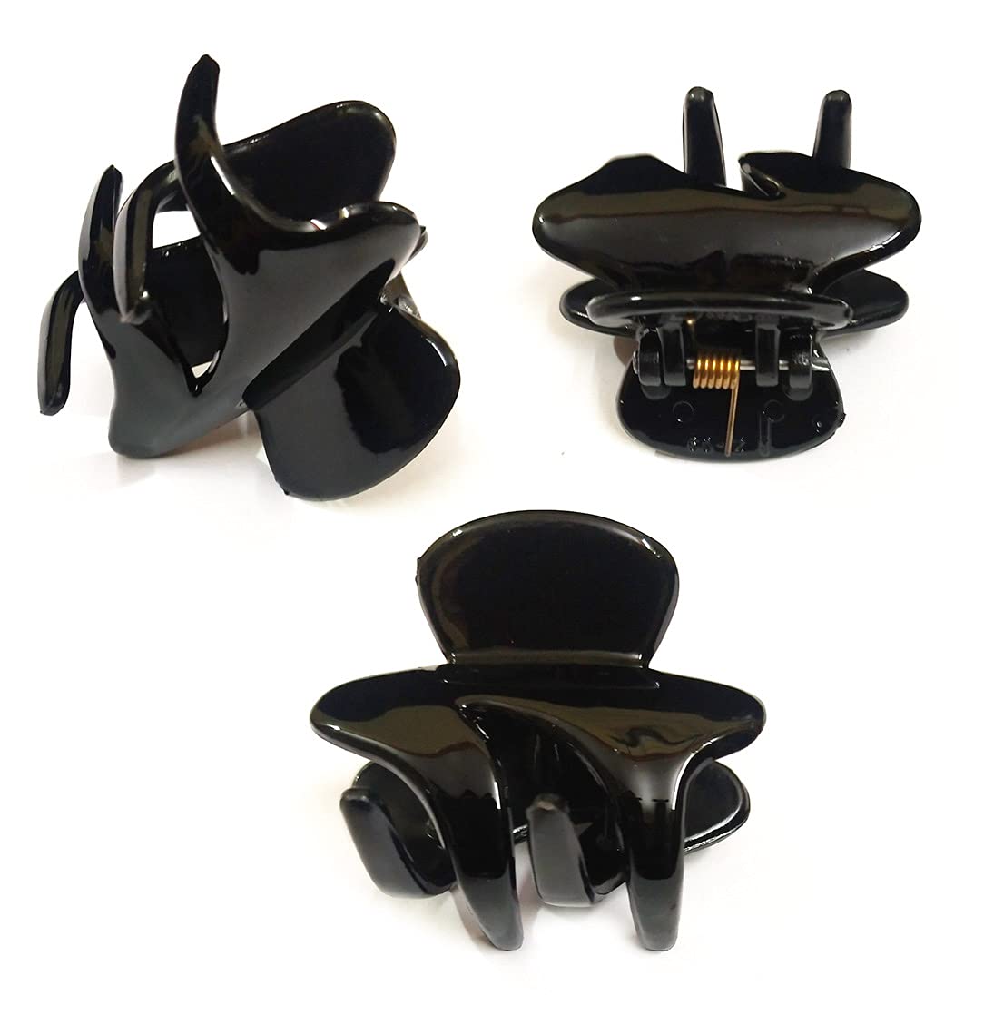 Stylish Large Hair Claw Clips for Women - 6 Pack Black - Perfect for Ponytails & Updos