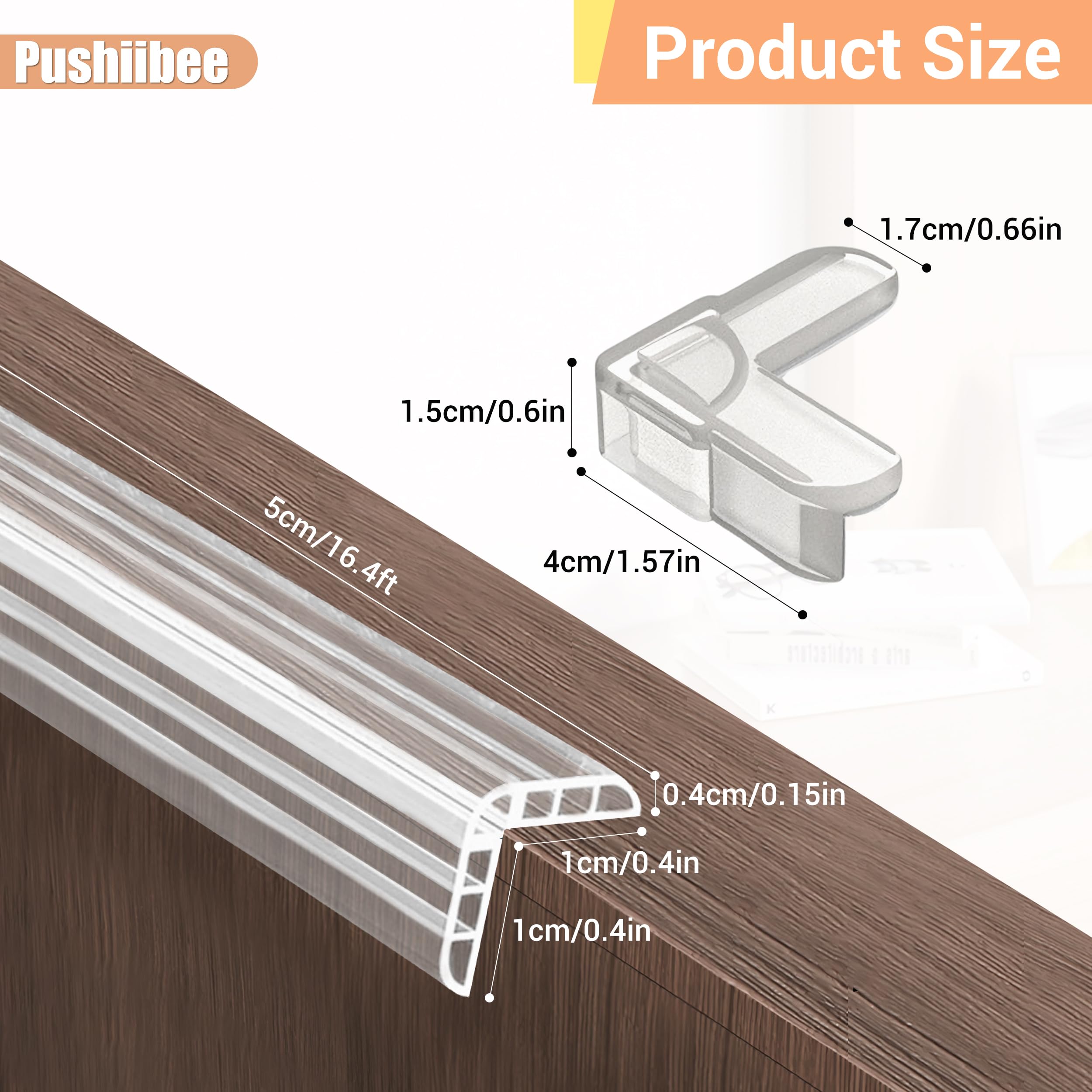 Pushiibee 6.6 Ft Clear Silicone Edge Protectors for Furniture - Corner Guards for Tables, Drawers & Walls | Baby Proofing & Home Safety Protection