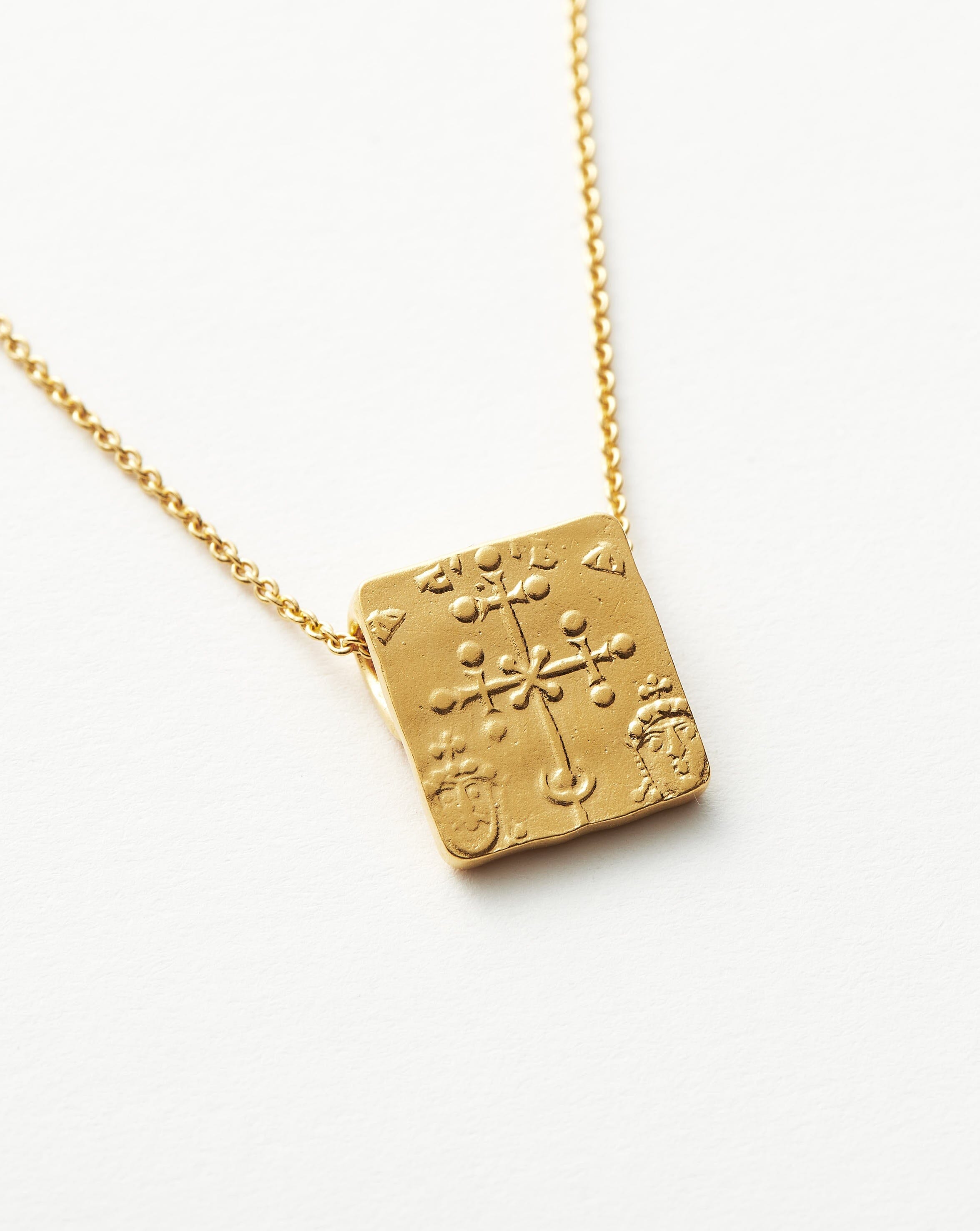 Lucy Williams Byzantine Square Coin Pendant Necklace - 18k Gold Vermeil Jewelry for Women | Elegant Layering Piece for Everyday Wear & Special Occasions