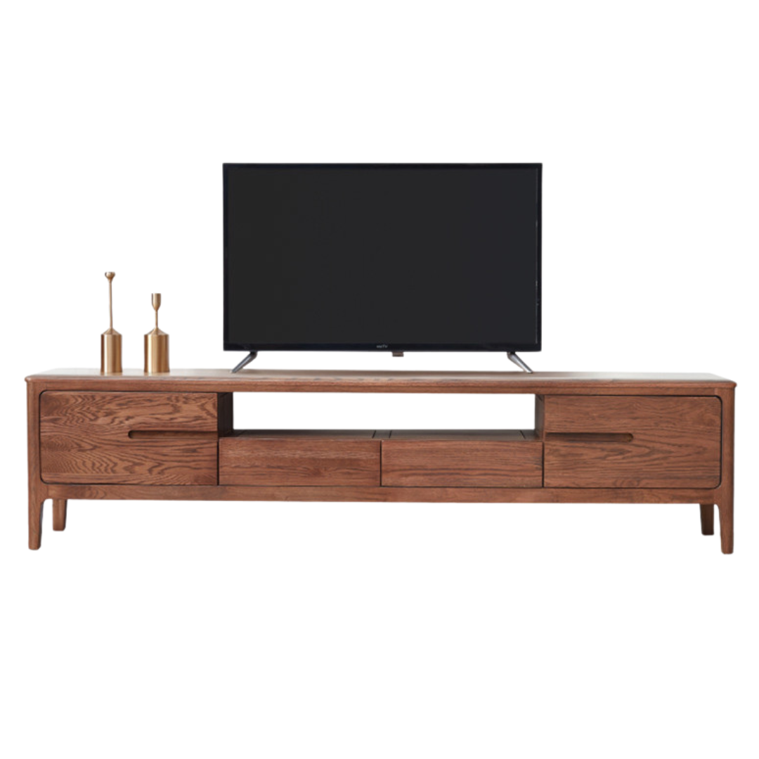 Solid Oak Wood TV Stand for Living Room - Modern Entertainment Center with Storage Shelves, Perfect for TVs up to 65 inches - Durable & Stylish Furniture for Home Theater Setup