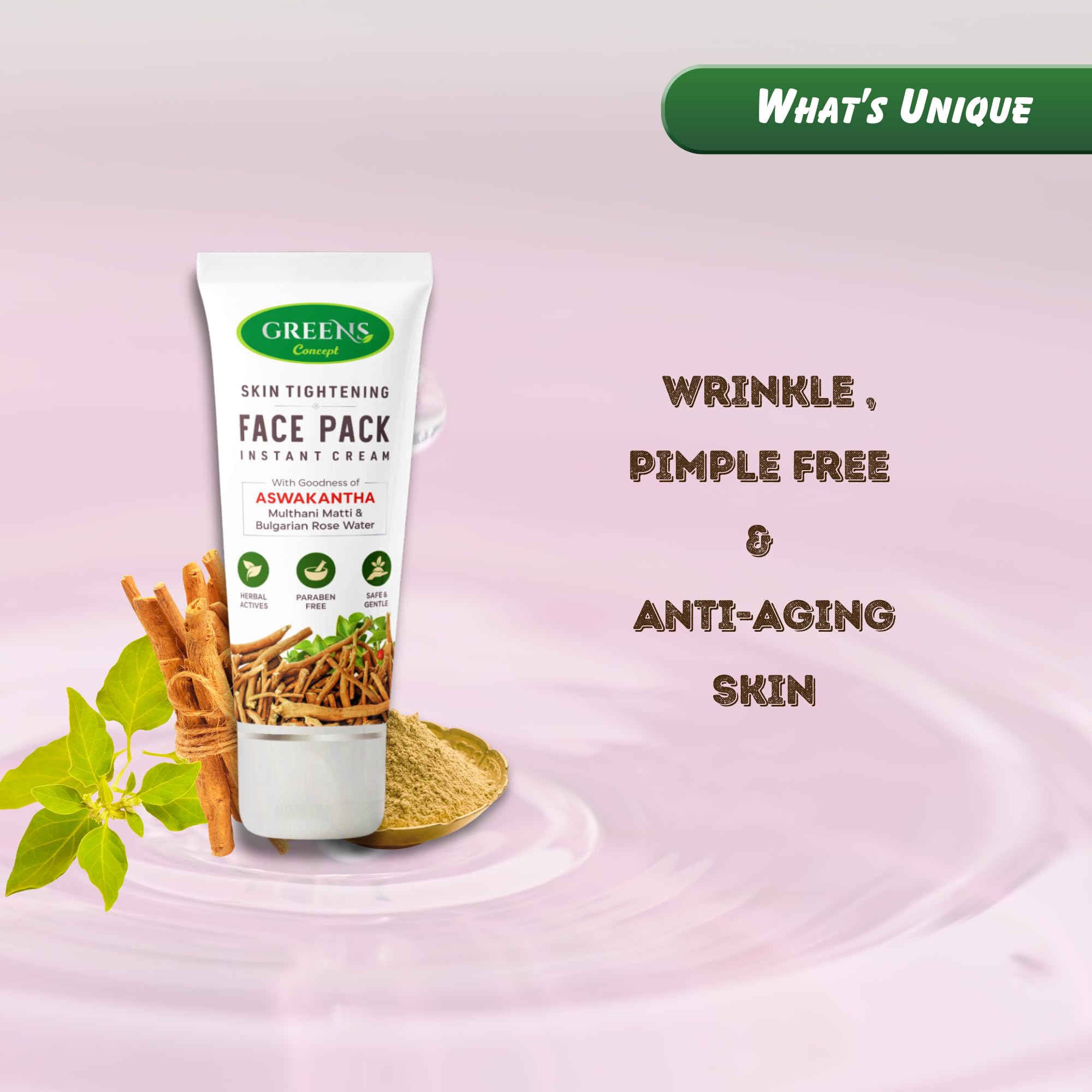 Green's Concept Ashwagandha Skin Tightening Face Mask - Oil Balancing & Skin Rejuvenation Treatment (120ml) for Glowing Complexion | Perfect for Daily Skincare & Anti-Aging Routine