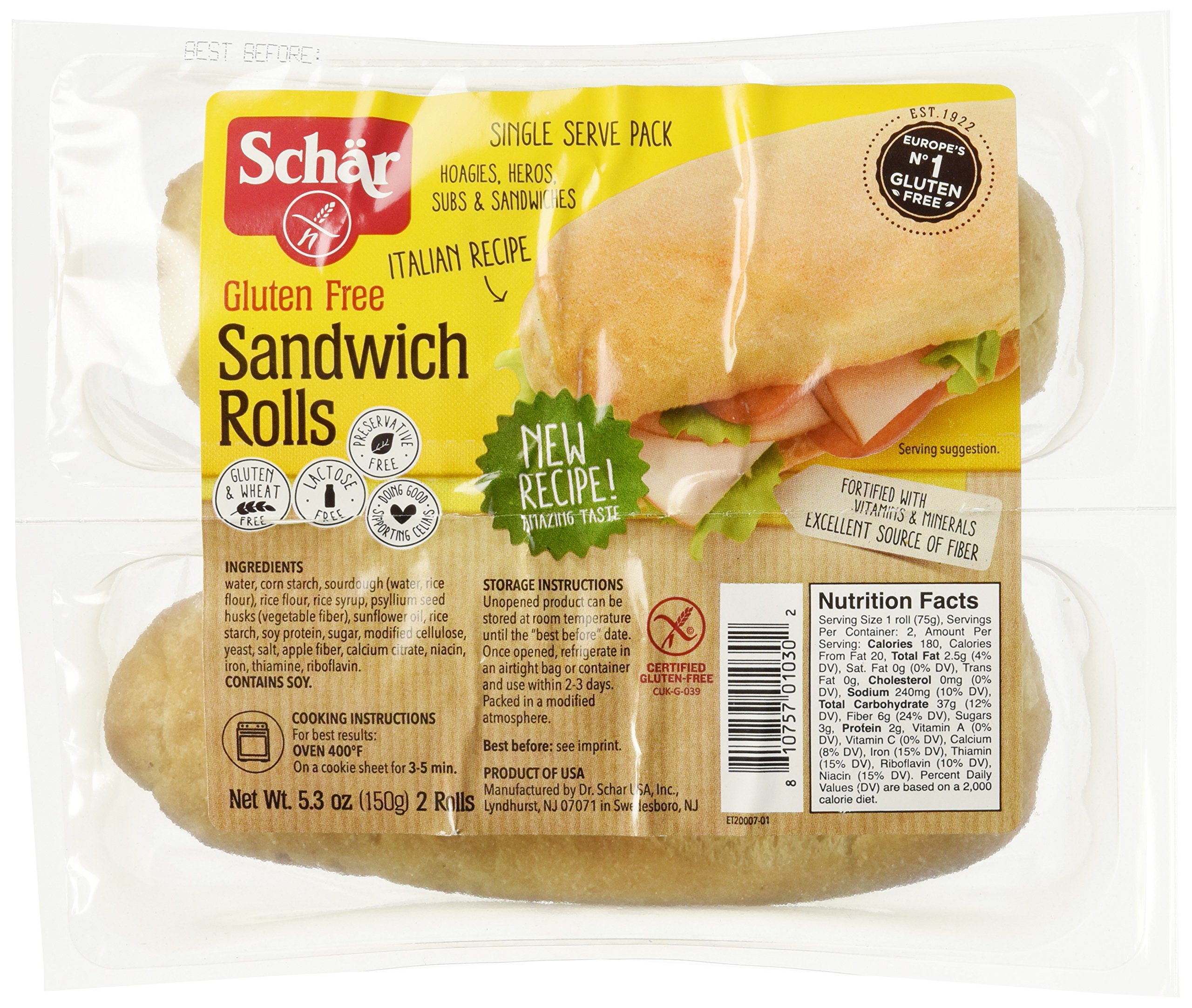Schar Gluten Free Sandwich Rolls - 5.3 Ounce (Pack of 6) | Soft & Fresh Gluten-Free Bread for Delicious Sandwiches, Burgers & Lunches | Perfect for Celiac Diet & Wheat-Free Lifestyle
