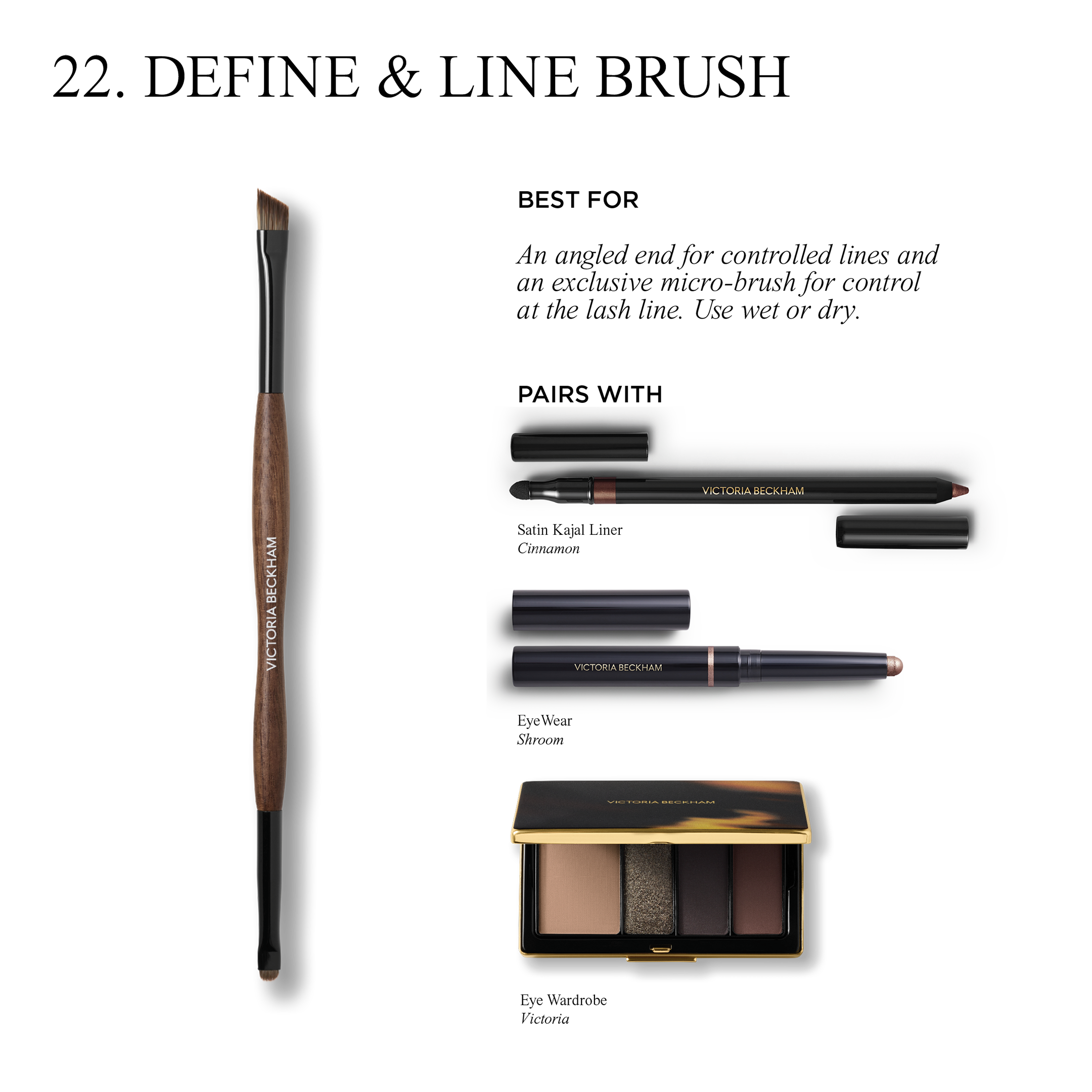 Define and Line Brush - Professional Makeup Brush Set for Precise Eyeliner & Eyebrow Definition - Perfect for Makeup Artists & Beauty Enthusiasts at Home or Salon Use