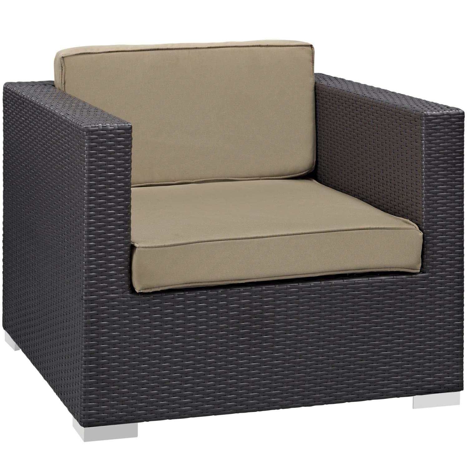 Modway Convene 5-Piece Wicker Rattan Outdoor Patio Furniture Set - Espresso Mocha Brown - Durable All-Weather Dining Set for Backyard, Garden, Poolside & Deck (Table + 4 Chairs)