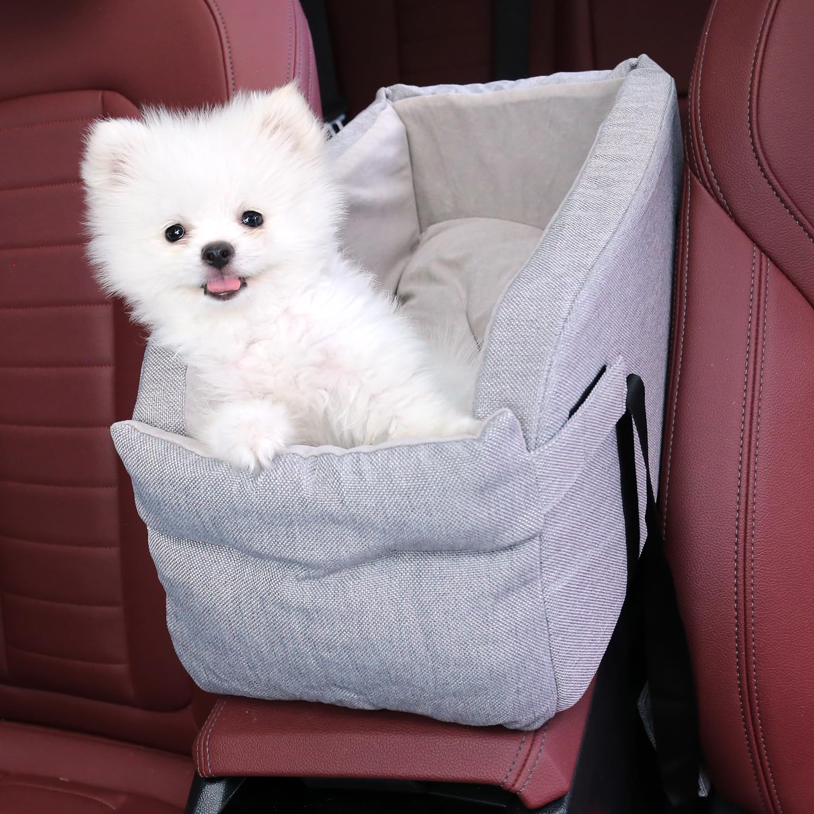 Premium Dog Car Seat Center Console - Adjustable Pet Booster Seat for Small Dogs & Cats Up to 22lbs - Safe Travel Accessory for Cars, SUVs & Road Trips