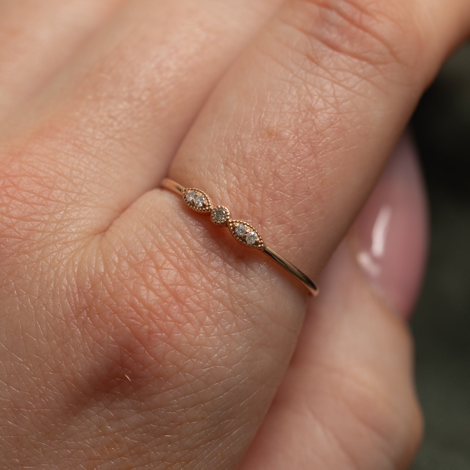 Rose Gold Diamond Petite Ring - 0.04ctw Size 9 | Dainty Stackable Wedding Band, Anniversary Gift for Her | Perfect for Everyday Wear & Special Occasions