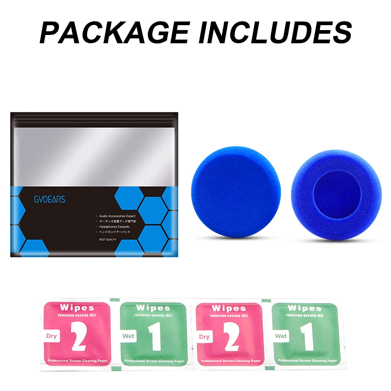 GVOEARS Replacement Earpads Cushion for Koss Porta Pro Headphones - 1 Pair Blue Memory Foam Ear Pads - Comfortable Noise Isolation Earpads for Home, Office & Travel Use