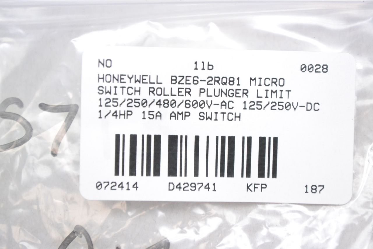 Honeywell BZE6-2RQ81 Compact Enclosed Side Mount Switch - 15 AMP Cross Roller Plunger - Ideal for Industrial Machinery, Automation Systems & Control Panels