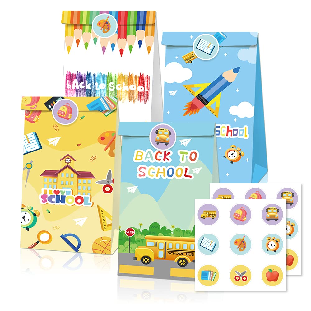 Custom Welcome Back to School Party Favor Bags - Bulk Classroom Supplies for First Day Celebrations, Teacher Gifts & Student Treats