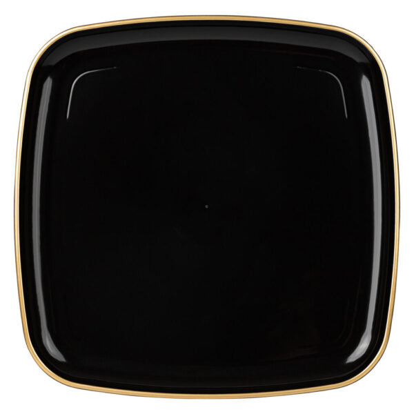 14 Inch Black and Gold Square Organic Serving Tray - Elegant Appetizer Platter for Parties, Weddings, and Home Decor (1 Count)