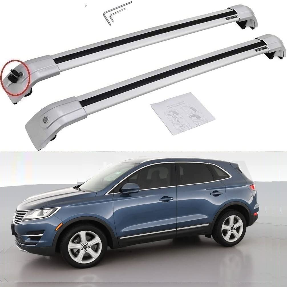 SAREMAS Silver Roof Rack Cross Bars for Lincoln MKC 2015-2019 | Heavy Duty Cargo Carrier with Lock System | Perfect for Road Trips, Camping & Outdoor Adventures