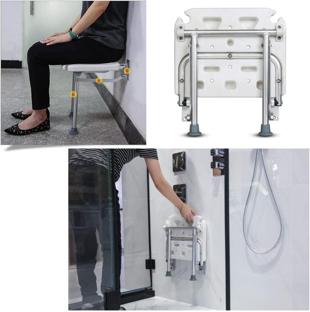 Foldable Wall Mounted Shower Chair for Elderly & Disabled - Anti-Slip Bathroom Stool with Adjustable Height | Portable Shower Seat for Safe Bathing | Perfect for Seniors, Rehab Patients & Home Care Use