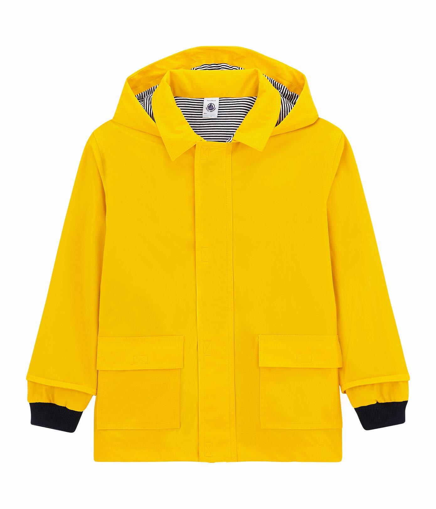 Petit Bateau Unisex Kids' Waterproof Rain Jacket with Hood - Bright Yellow (Size 10) for Outdoor Play & School - Style 54341