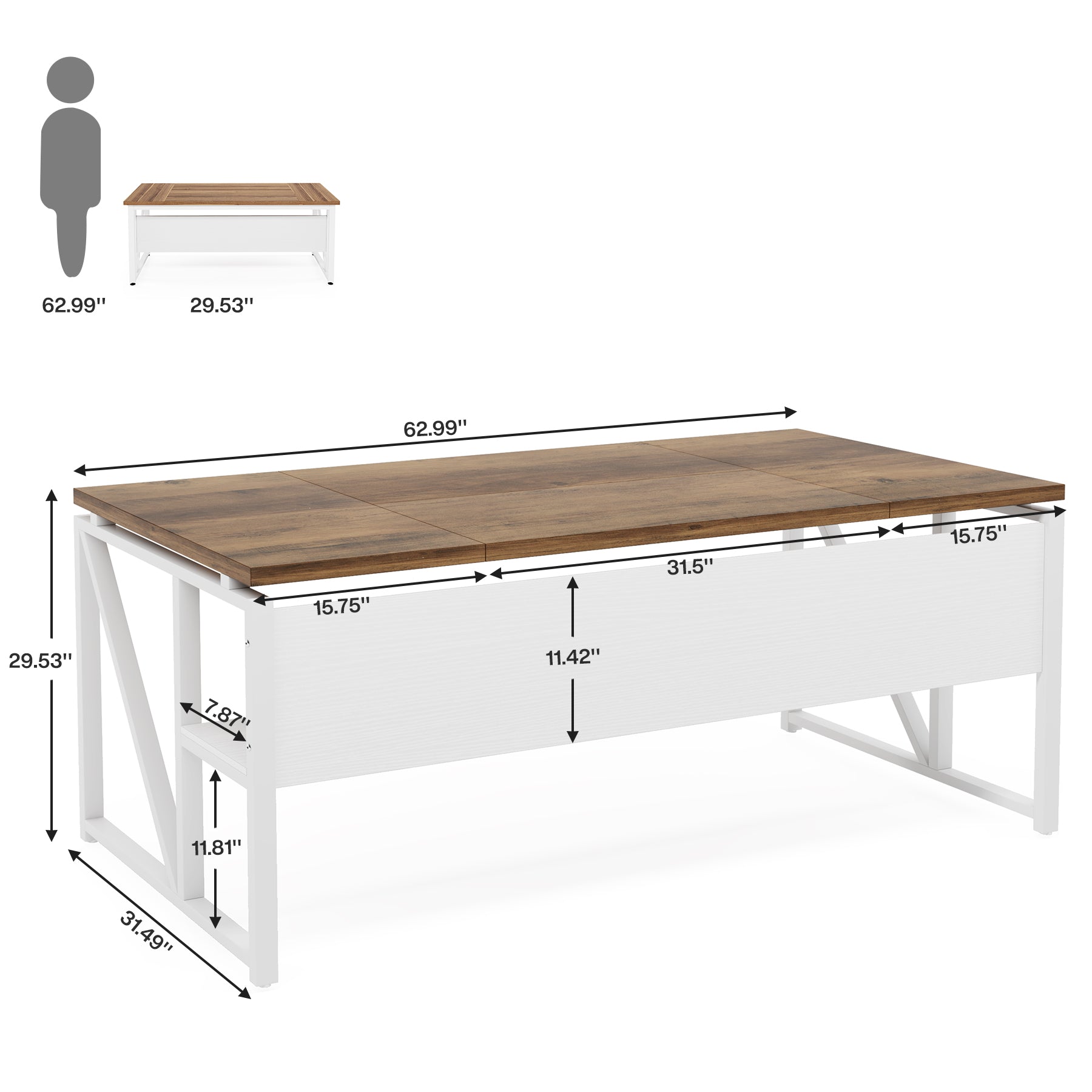 55/63 Inch Computer Desk with Storage Shelf - Sturdy Writing Table for Home Office, Gaming & Study - Perfect for Small Spaces & Workspaces