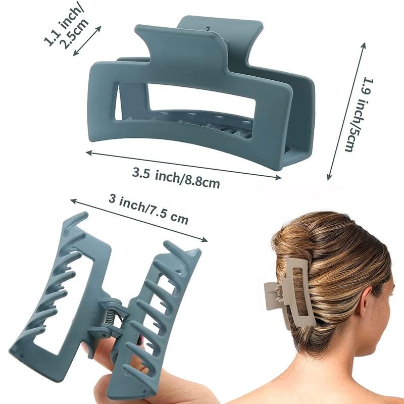 Upavista Square Claw Clips for Women - 6 Pack Matte Finish Strong Hold Hair Clips for Thin to Thick Hair | Perfect for Ponytails, Buns & Everyday Hairstyles | Hair Styling Accessories for Women & Girls