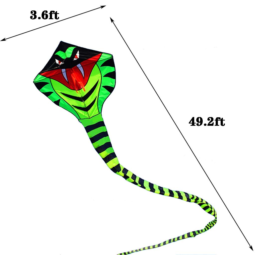 **Green Snake Kite for Kids - 49.2ft Outdoor Flying Toy, Portable & Easy to Fly - Perfect for Family Parties, Beach Trips & Park Adventures**