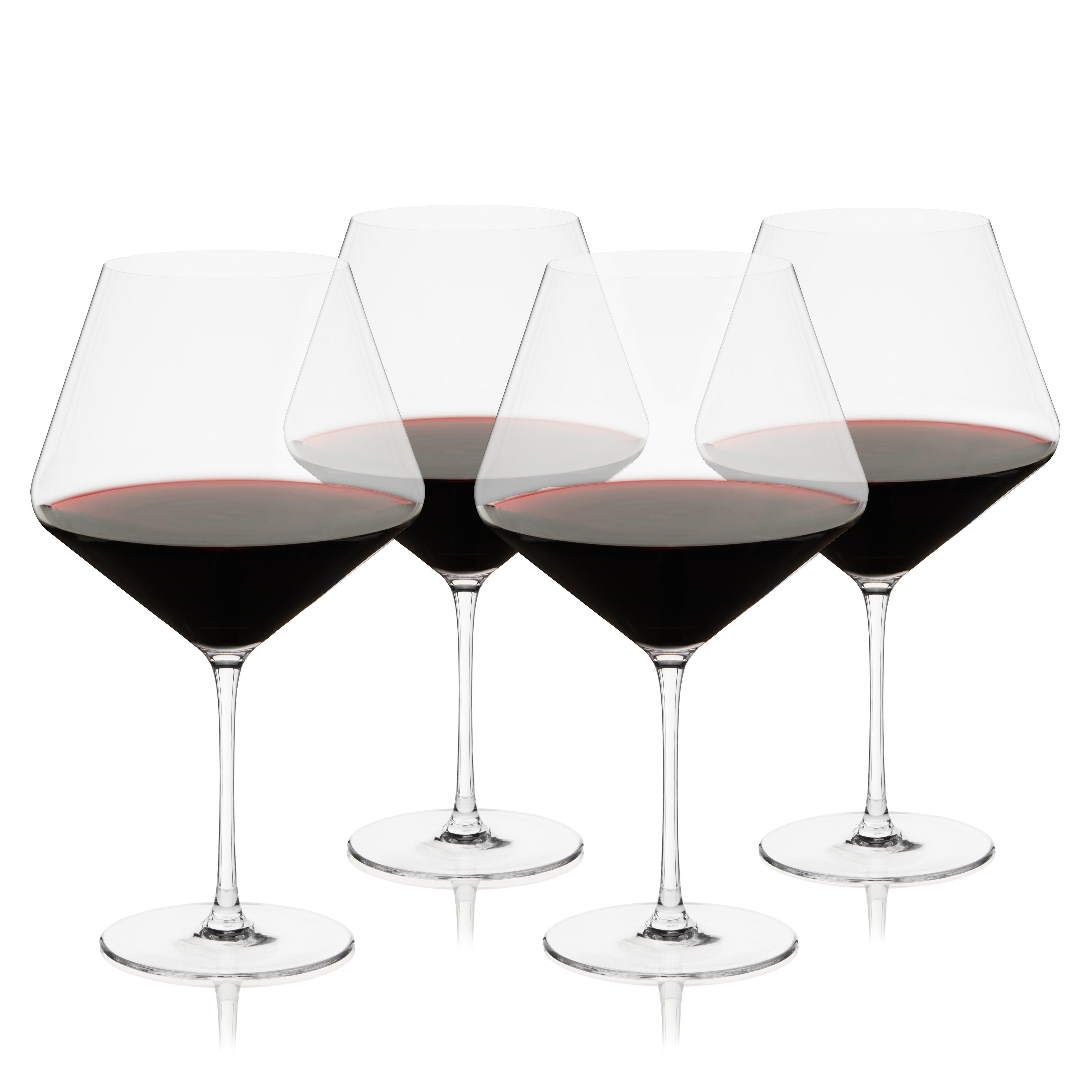 Premium Liminal Burgundy Wine Glasses Set of 4 - Elegant Stemware for Red Wine, Dinner Parties & Home Entertaining - Dishwasher Safe Crystal Glassware for Gifts & Special Occasions