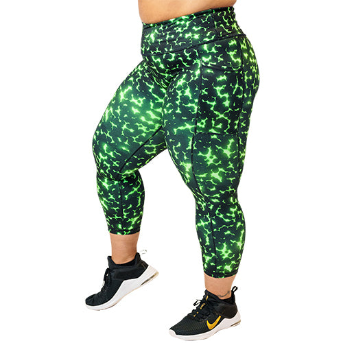 Radioactive Green Leggings for Women - High Waist Yoga Pants for Workout, Running & Fitness | Trendy Activewear for Gym & Daily Wear