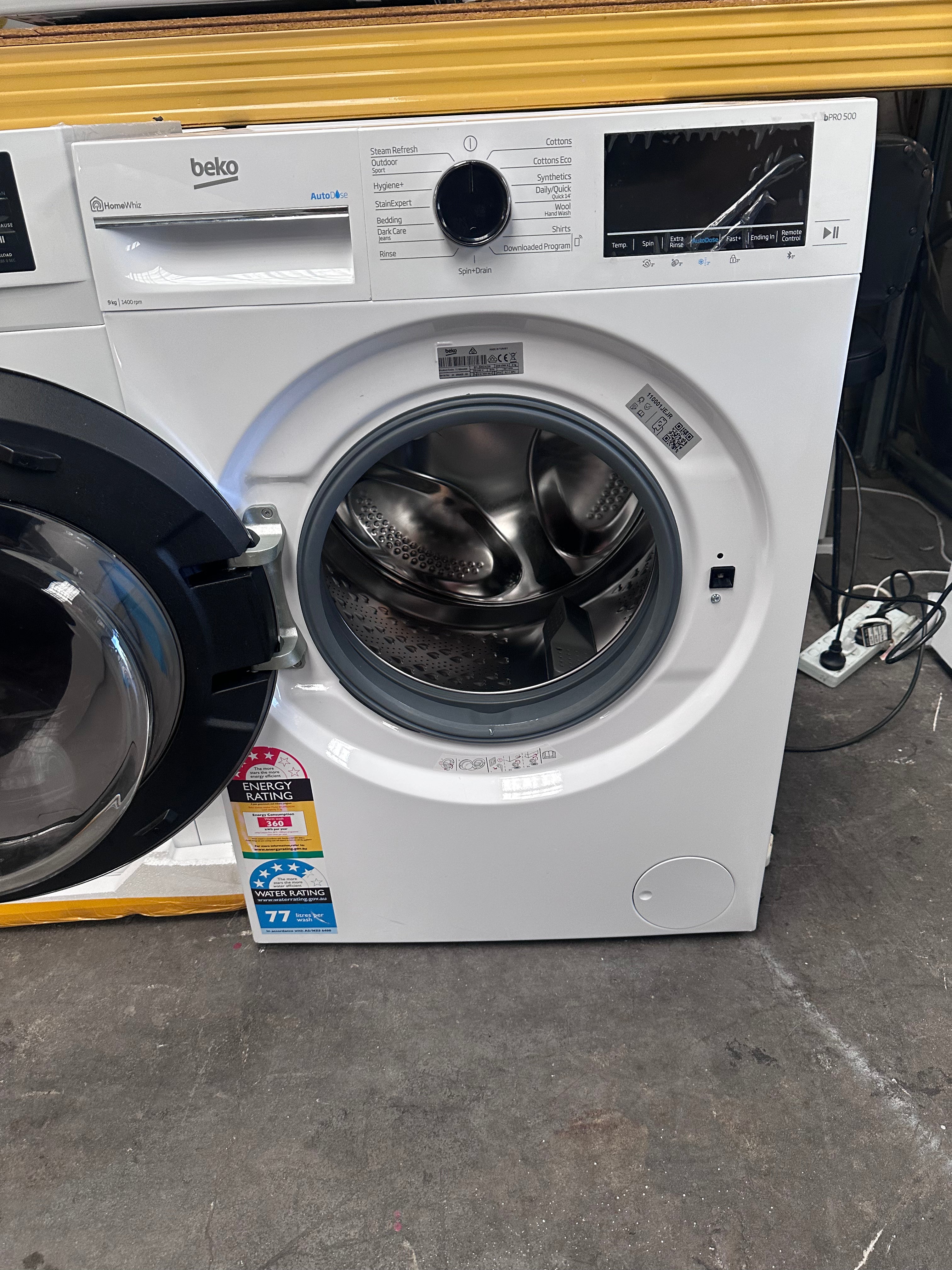 Beko BFLB902ADW 9kg Auto Dose Front Load Washing Machine - Energy Efficient, Quiet Operation - Perfect for Apartments & Small Homes (Factory Second)