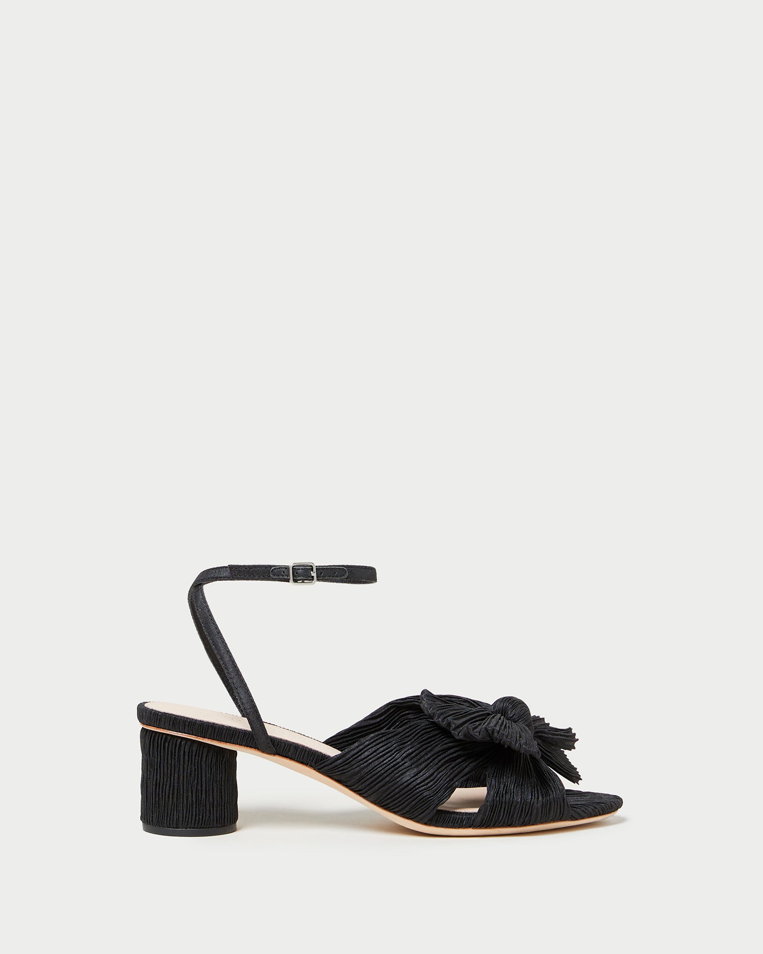 Elegant Black Pleated Bow Heels for Women - Stylish High Heels for Parties, Weddings & Evening Events