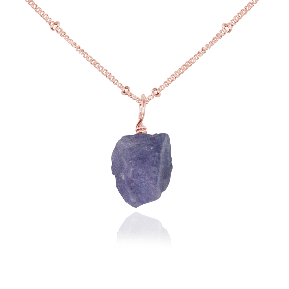 Tiny Raw Tanzanite Pendant Necklace - Genuine Tanzanite Jewelry for Women - Perfect for Everyday Wear & Special Occasions