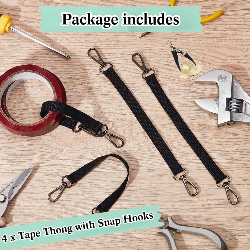 4-Pack Black Electrical Tape Holder Straps with Buckle Belt - Tape Measure Holder for Electricians, DIY & Construction Work - Perfect for Tool Belts, Work Pants & Utility Gear