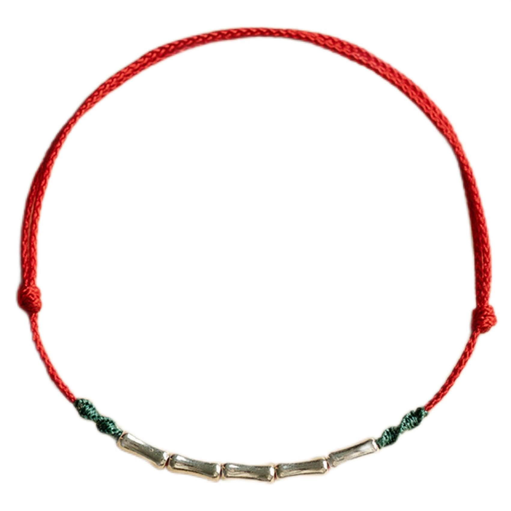 Feng Shui Bracelet - Sterling Silver Adjustable Lucky Red String Bracelet for Men & Women - Handmade Tibetan Buddhist Anklet for Good Luck & Protection - Perfect for Meditation, Yoga & Daily Wear