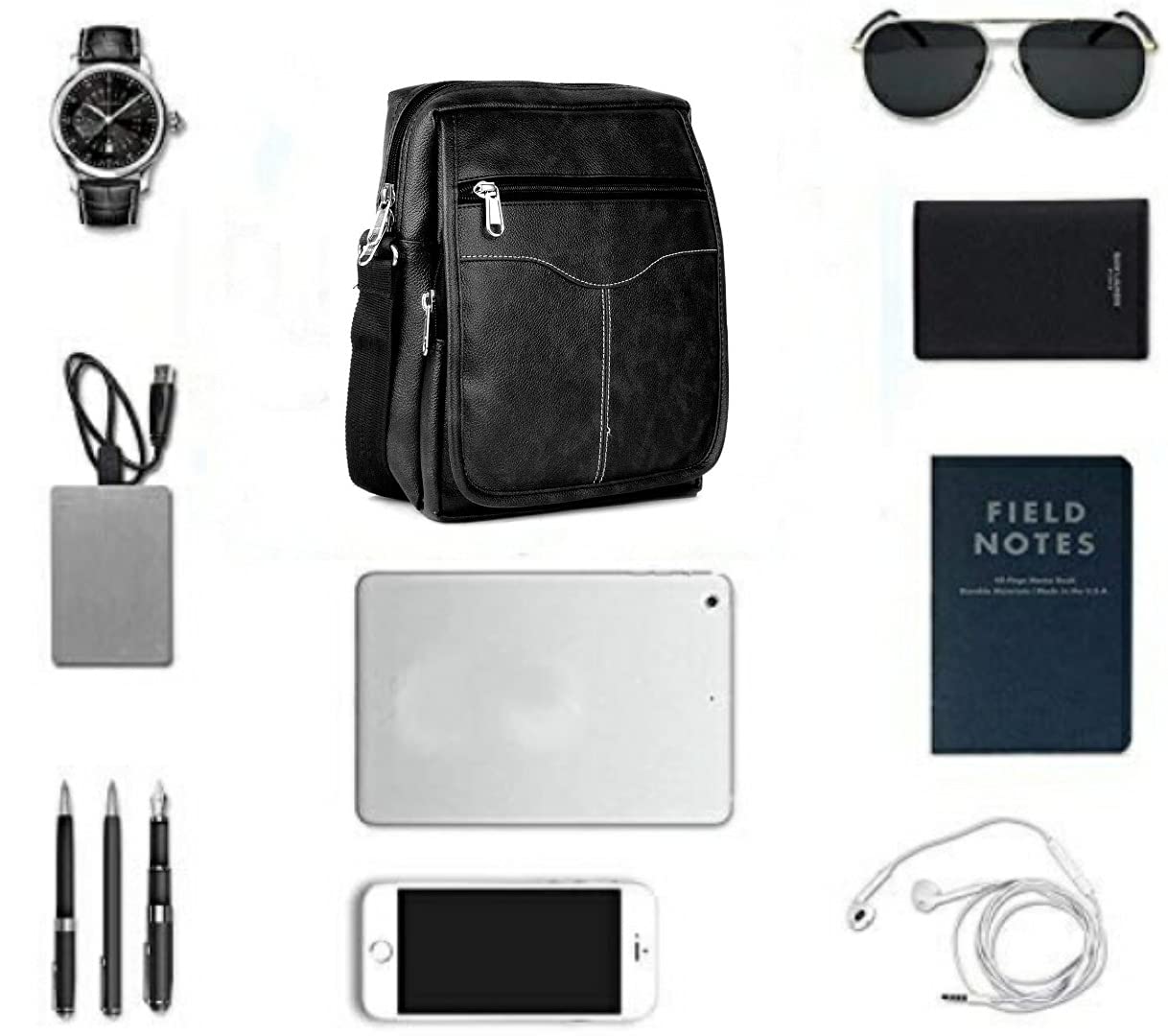 ROLEXO Genuine PU Leather Crossbody Bag for Men - Stylish Office, Travel & Casual Messenger Bag - Perfect for Work, Commuting & Everyday Use