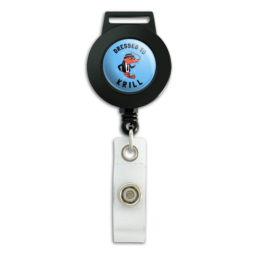 Funny Dressed to Krill Kill Retractable Lanyard ID Badge Holder - Perfect for Office, Conventions & Work Events