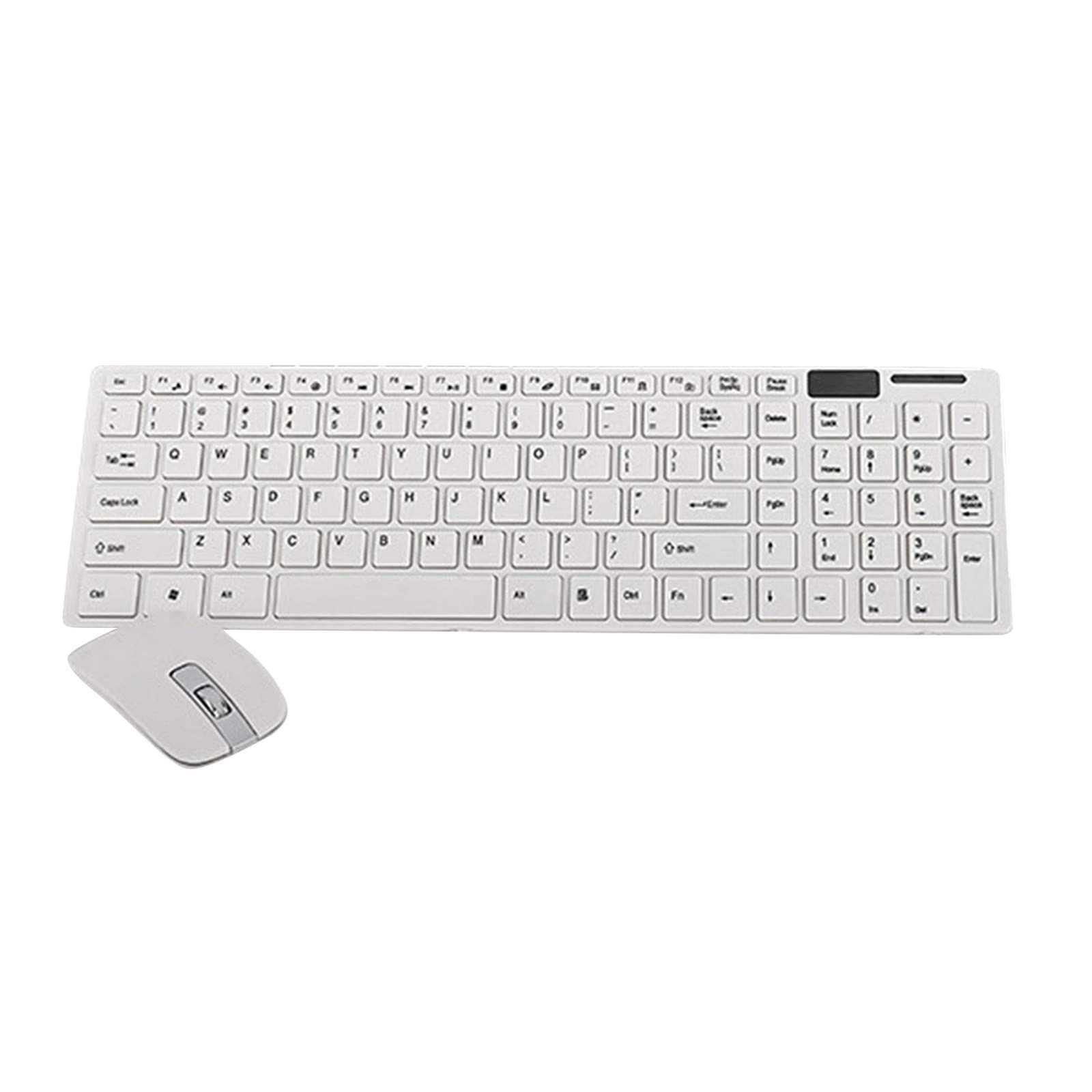 Wireless Keyboard and Mouse Set - 1600DPI Ultra-Thin Silent for Office & Gaming (White)