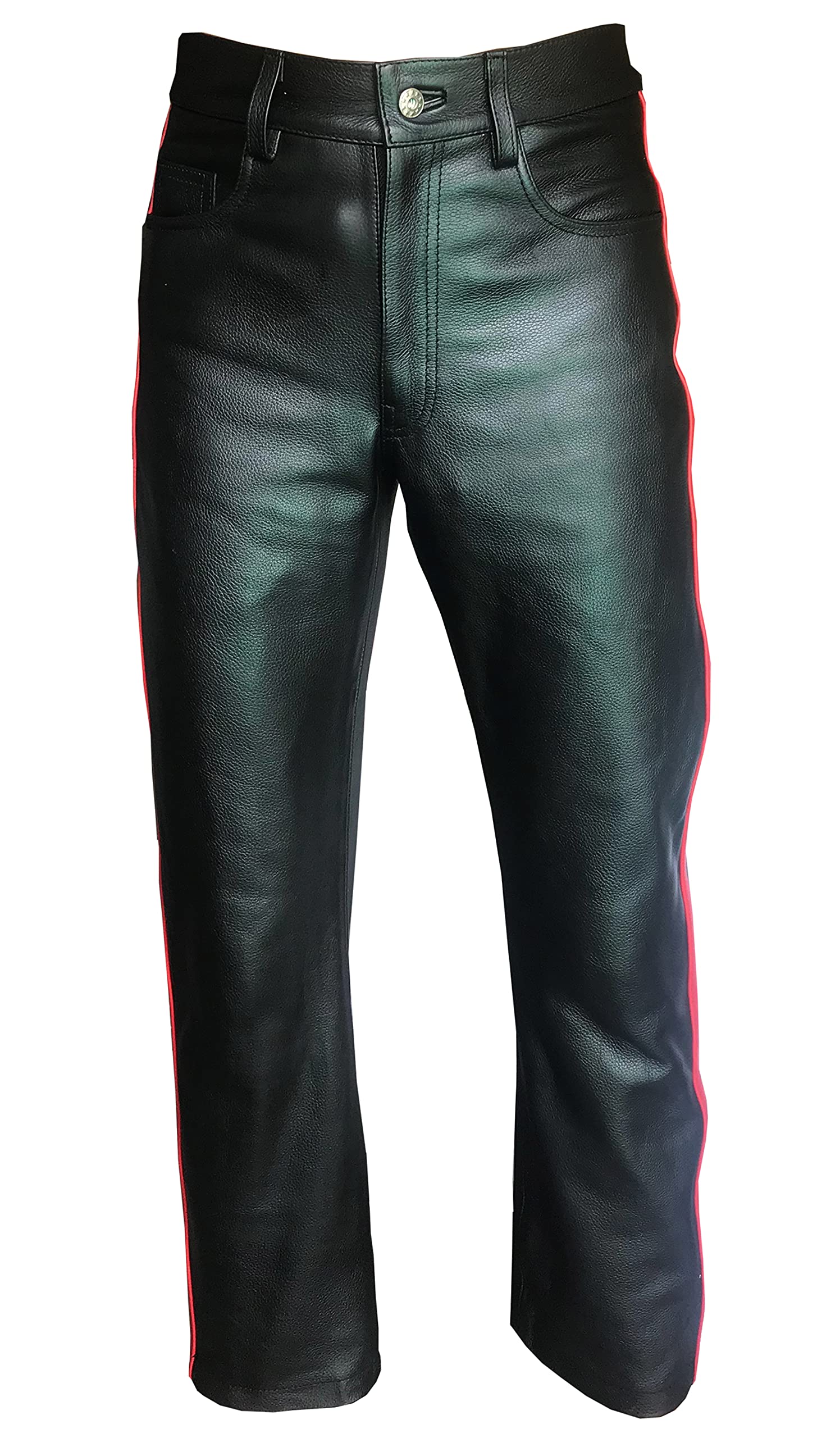 Genuine Black Leather Motorcycle Biker Jeans for Men - Stylish & Durable Riding Pants for Harley Davidson & Cruiser Bikes