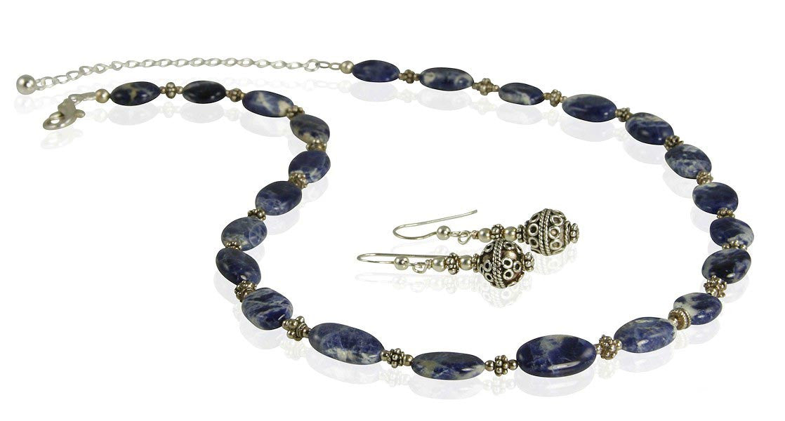 Lapis Lazuli Gemstone Necklace Set - Genuine Blue Stone Jewelry for Women, Healing Crystal Pendant with Adjustable Chain - Perfect for Meditation, Gifts & Spiritual Healing