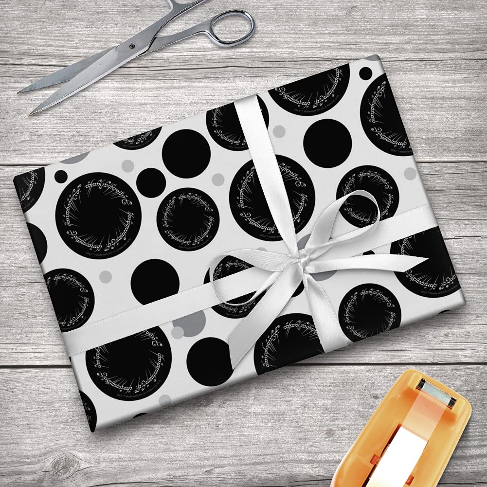 The Lord of the Rings Mordor Script Gift Wrap Paper Roll - Premium Wrapping Paper for LOTR Fans, Birthday & Christmas Gifts, Party Decorations