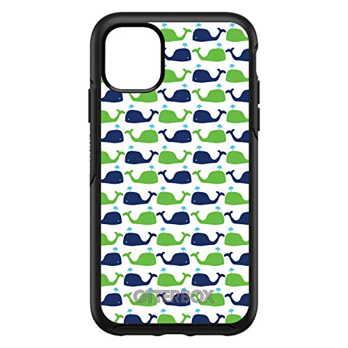 Green Navy Cartoon Whales On Black Case
