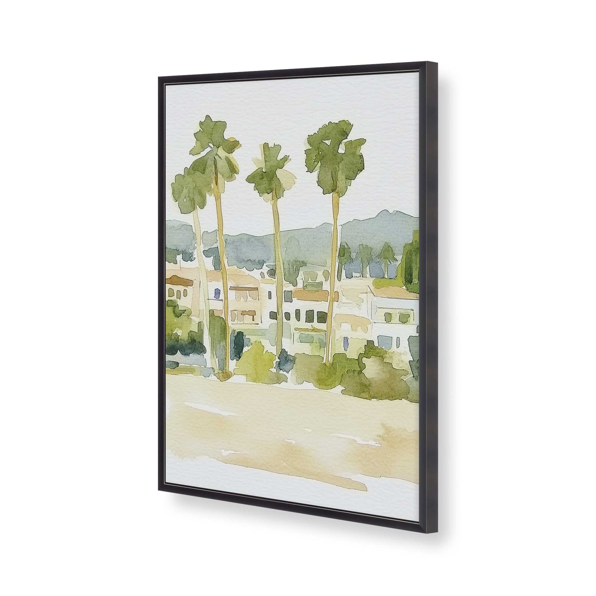 Desert Palms and Villas Wall Art Print - Tropical Landscape Canvas Painting for Home & Office Decor | Perfect for Living Room, Bedroom, Beach House