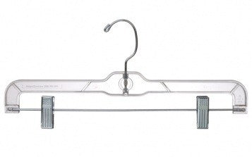 Clear Plastic Pants and Skirt Hangers with Clips - Space Saving Closet Organizer for Wardrobe Storage